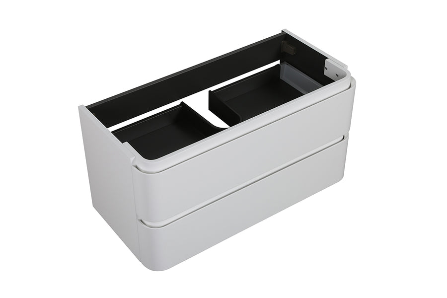 Novira Unterschrank abgerundete Ecken mit 2 Schubladen 1 Aussparung 120 x 48 cm mattweiß