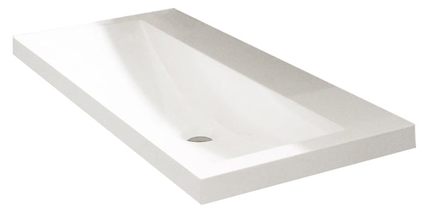 Lavabo simple sans trou de robinet 100x36x4 cm marbre synthétique brillant blanc