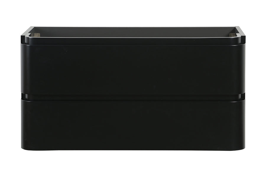 Novira onderkast afgeronde hoeken met 2 laden 1 uitsparing 120 x 48 cm mat zwart