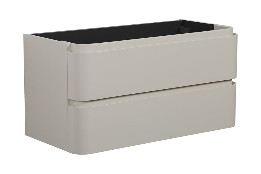 Novira onderkast afgeronde hoeken met 2 laden 1 uitsparing 80 x 48 cm mat zand