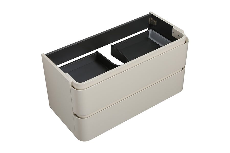 Novira onderkast afgeronde hoeken met 2 laden 1 uitsparing 80 x 48 cm mat zand