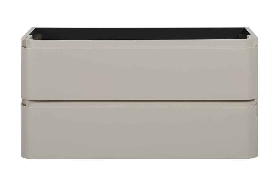 Novira onderkast afgeronde hoeken met 2 laden 1 uitsparing 100 x 48 cm mat zand