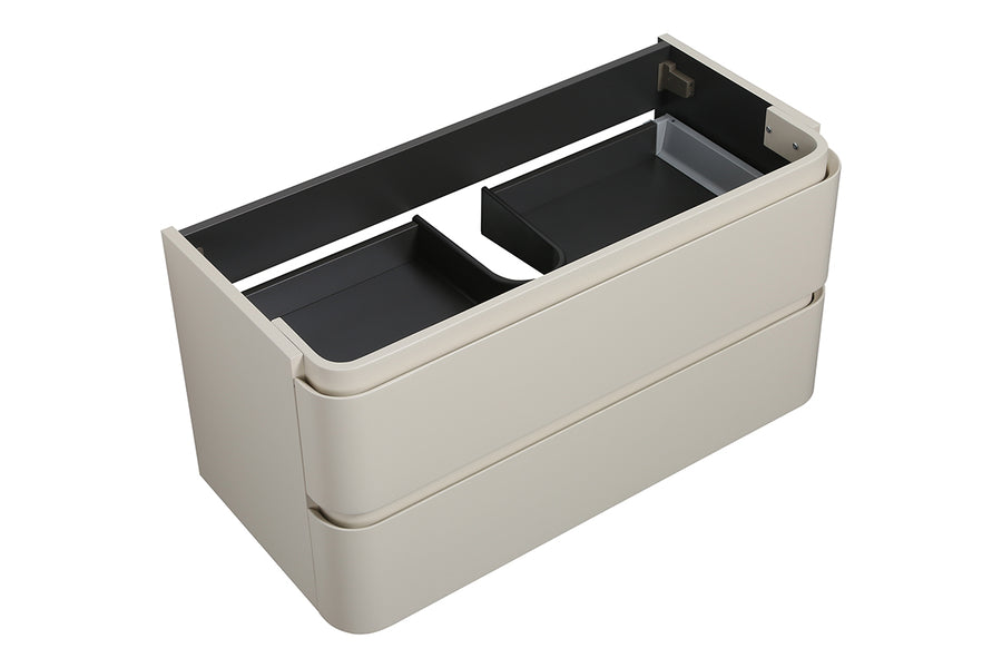 Novira onderkast afgeronde hoeken met 2 laden 1 uitsparing 100 x 48 cm mat zand