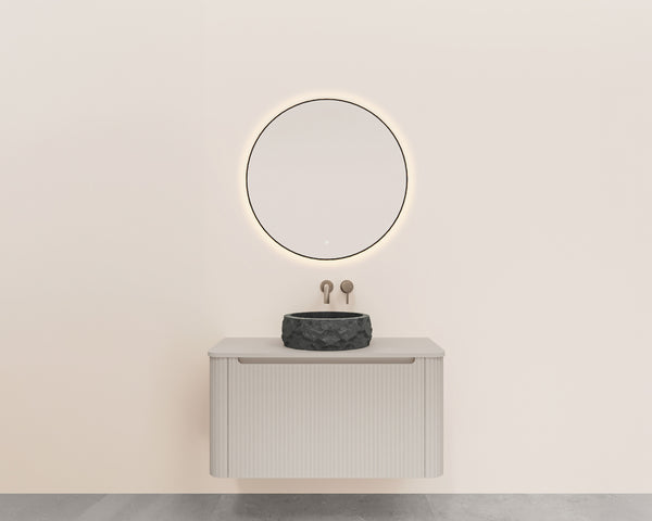 Sulora onderkast afgeronde hoeken geribbeld met 1 lade 1 uitsparing 80 x 48 cm mat beige