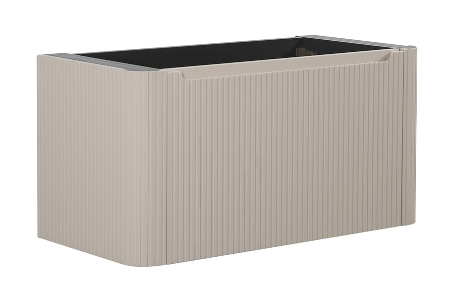 Sulora onderkast afgeronde hoeken geribbeld met 1 lade 1 uitsparing 80 x 48 cm mat beige