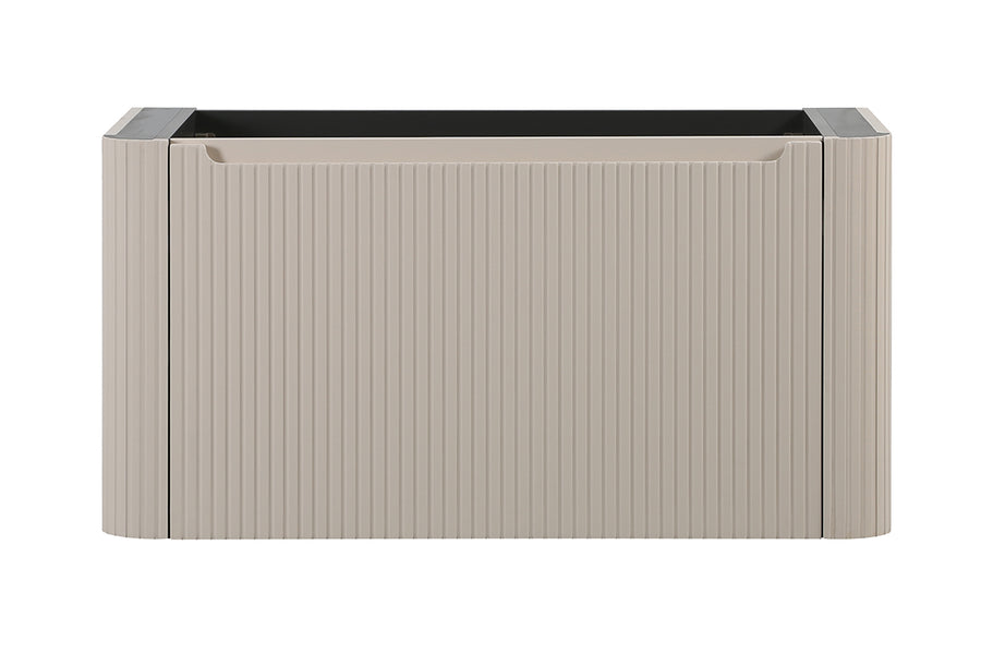 Sulora onderkast afgeronde hoeken geribbeld met 1 lade 1 uitsparing 80 x 48 cm mat beige