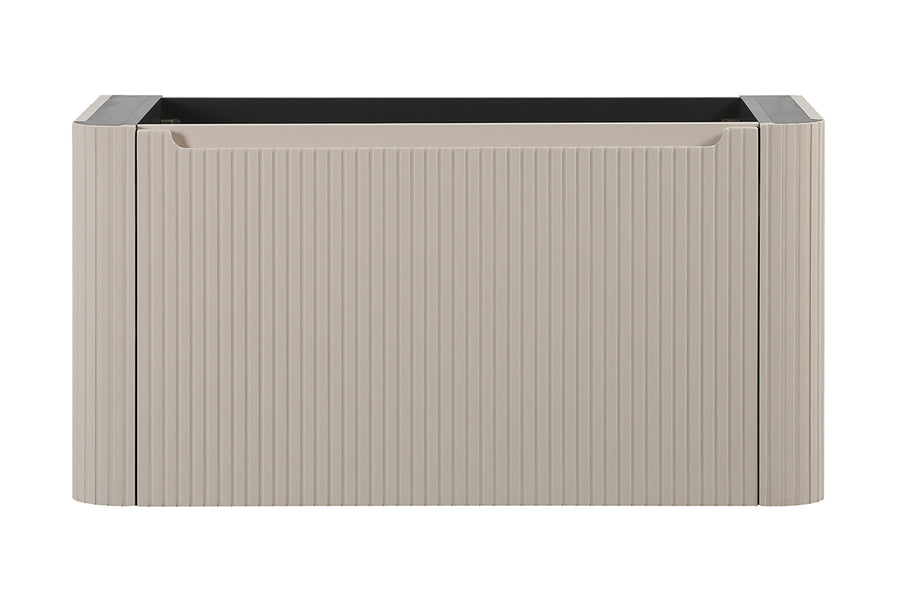 Sulora onderkast afgeronde hoeken geribbeld met 1 lade 1 uitsparing 120 x 48 cm mat beige