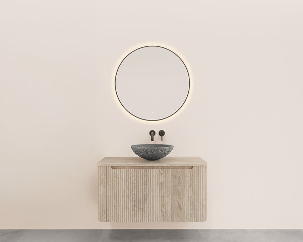 Sulora onderkast afgeronde hoeken geribbeld met 1 lade 1 uitsparing 80 x 48 cm licht eiken