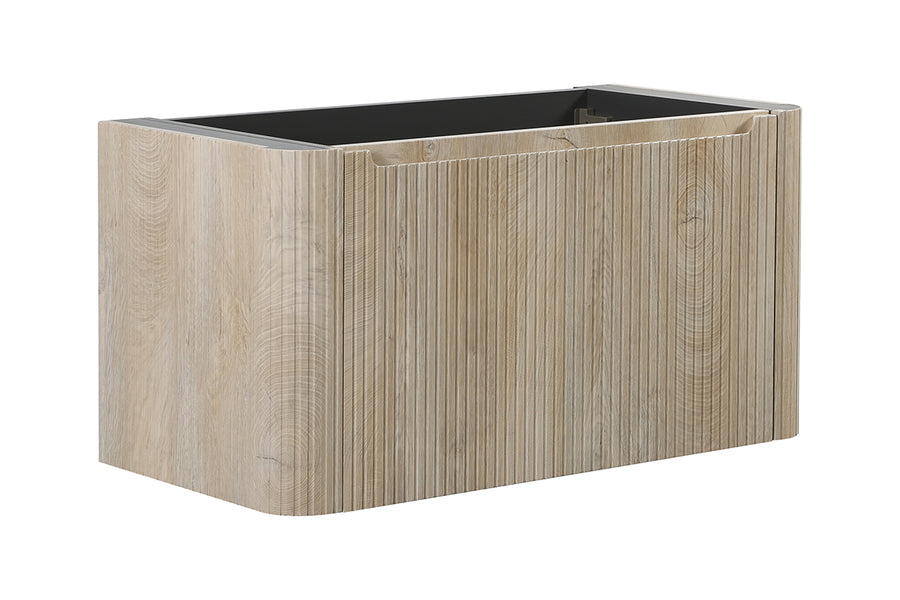 Sulora onderkast afgeronde hoeken geribbeld met 1 lade 1 uitsparing 80 x 48 cm licht eiken
