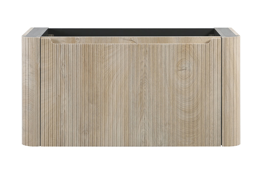 Sulora onderkast afgeronde hoeken geribbeld met 1 lade 1 uitsparing 120 x 48 cm licht eiken