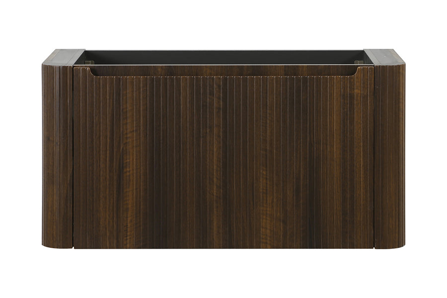 Sulora onderkast afgeronde hoeken geribbeld met 1 lade 1 uitsparing 80 x 48 cm walnoot
