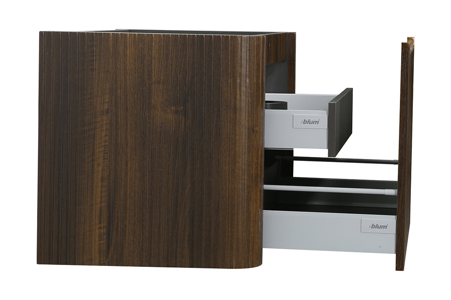 Sulora onderkast afgeronde hoeken geribbeld met 1 lade 1 uitsparing 80 x 48 cm walnoot
