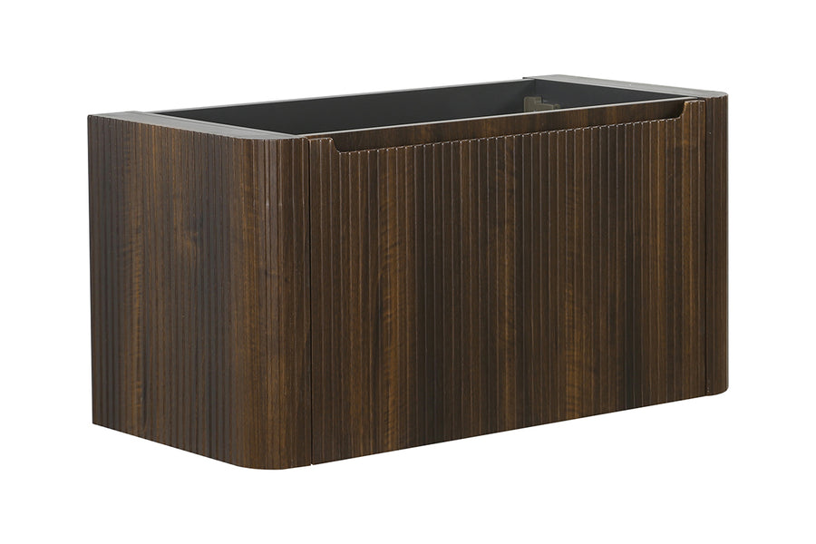 Sulora onderkast afgeronde hoeken geribbeld met 1 lade 1 uitsparing 120 x 48 cm walnoot
