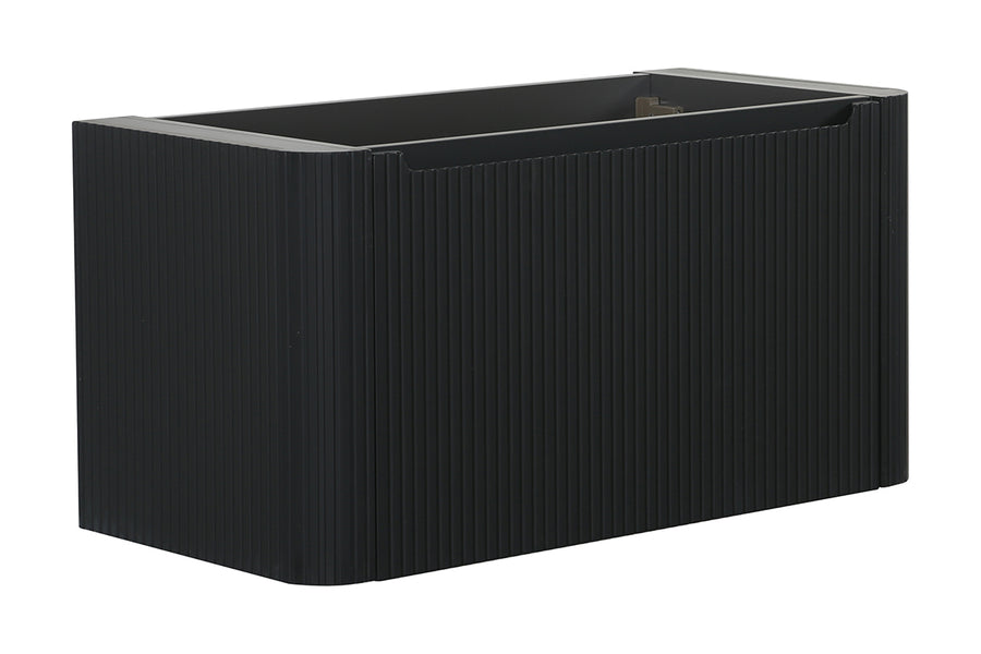Sulora onderkast afgeronde hoeken geribbeld met 1 lade 1 uitsparing 80 x 48 cm mat zwart