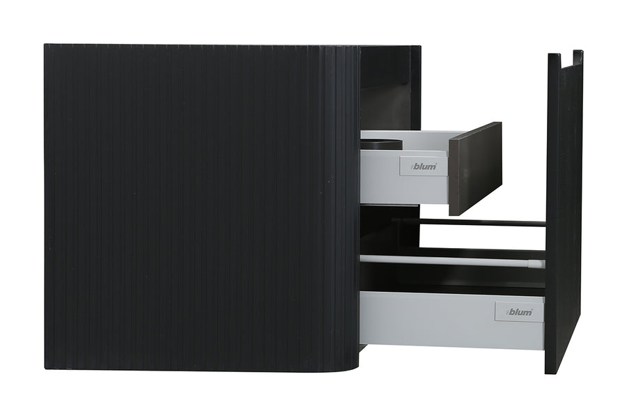 Sulora onderkast afgeronde hoeken geribbeld met 1 lade 1 uitsparing 80 x 48 cm mat zwart
