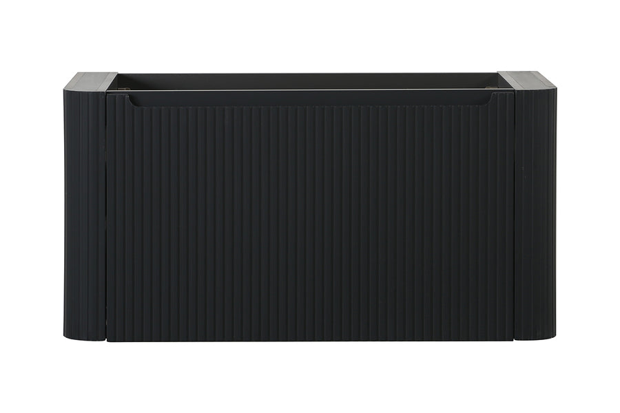 Sulora onderkast afgeronde hoeken geribbeld met 1 lade 1 uitsparing 120 x 48 cm mat zwart