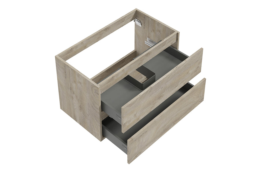 Alvara onderkast met 2 laden 1 uitsparing 80 x 46 cm grijs eiken