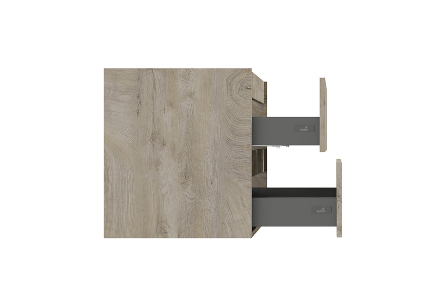 Alvara Unterschrank mit 2 Schubladen 1 Aussparung 100 x 46 cm Wildeiche Grau