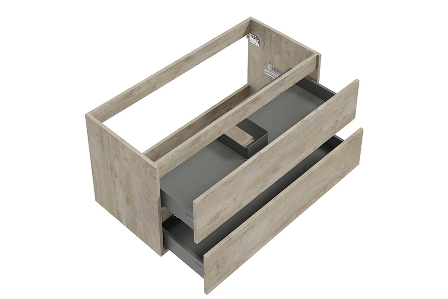 Alvara Unterschrank mit 2 Schubladen 1 Aussparung 100 x 46 cm Wildeiche Grau