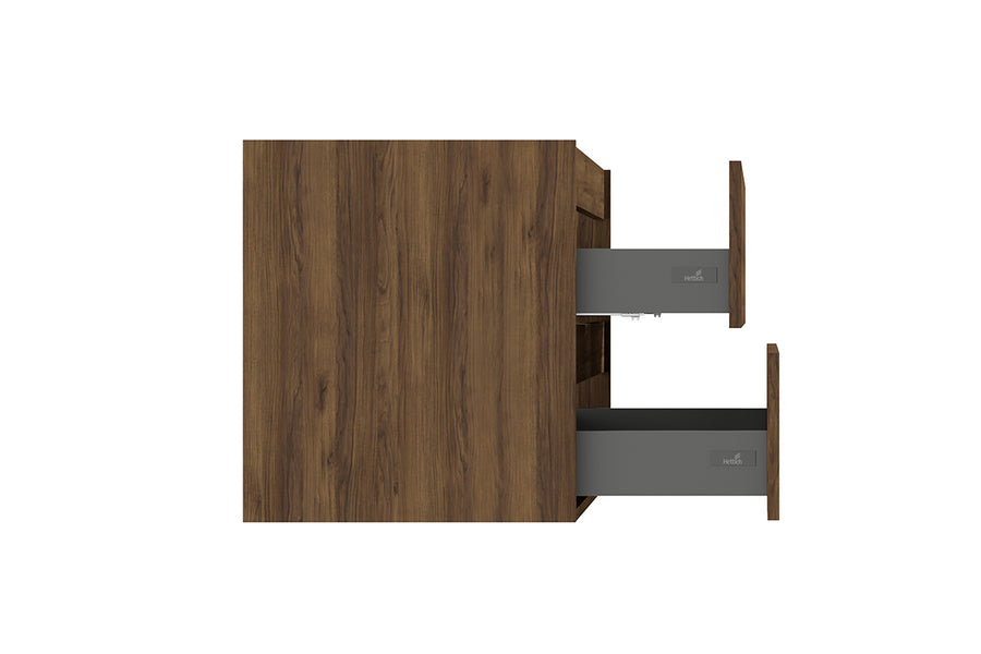 Alvara Unterschrank mit 2 Schubladen 1 Aussparung 100 x 46 cm dunkle warme Eiche