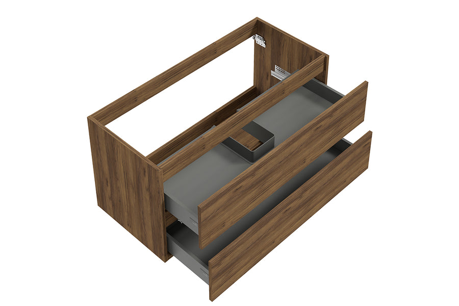 Alvara Unterschrank mit 2 Schubladen 1 Aussparung 100 x 46 cm dunkle warme Eiche