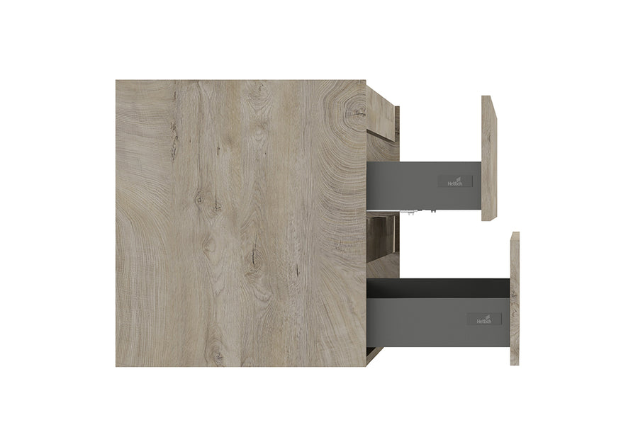 Alvara onderkast met 2 laden 2 uitsparingen 120 x 46 cm grijs eiken