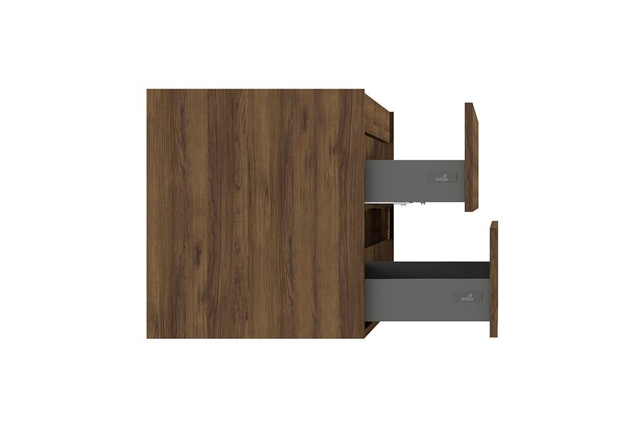 Alvara Waschtischunterschrank mit 2 Schubladen, 2 Aussparungen, 120 x 46 cm, Warmeiche