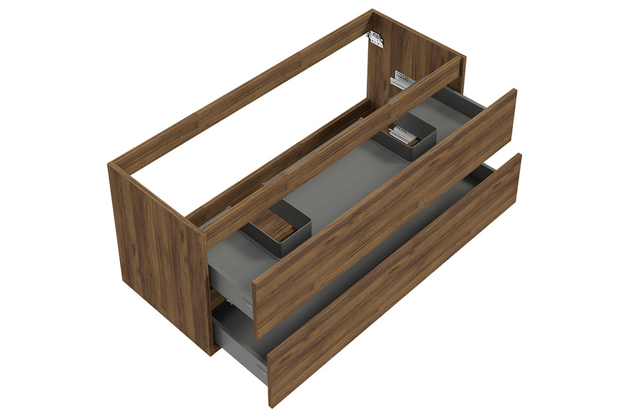 Alvara Waschtischunterschrank mit 2 Schubladen, 2 Aussparungen, 120 x 46 cm, Warmeiche