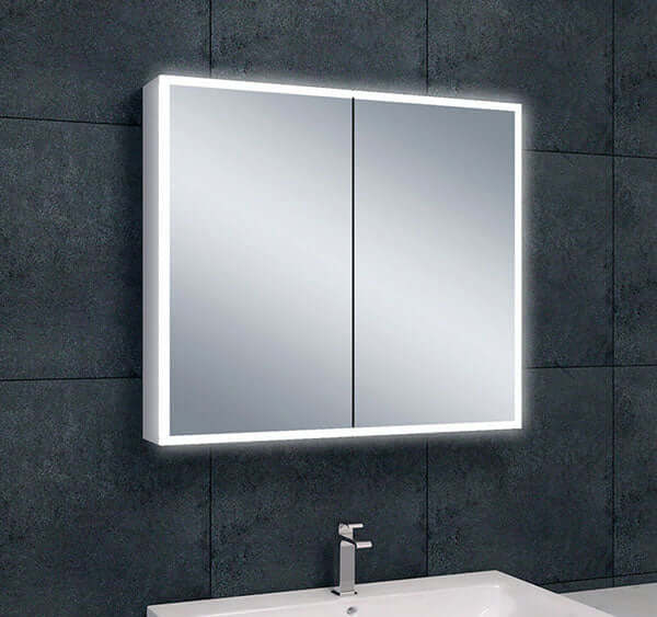 Quatro Spiegelkasten Wiesbaden mit Rand LED Beleuchtung 80x70x13 cm Aluminium