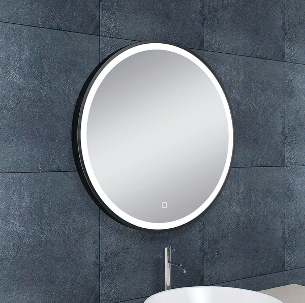 Miroir rond Maro Wiesbaden avec éclairage LED et chauffage – 60 cm – noir mat