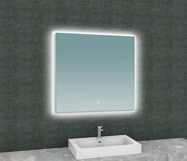 Miroir carré Soul Wiesbaden avec éclairage LED et éclairage d'ambiance de 80 cm