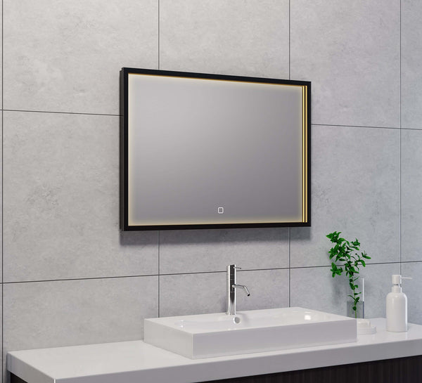 Miroir de salle de bain LED sans condensation Wiesbaden 70X50 Cm en noir mat