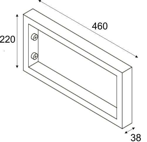 Ophangbeugel vierkant 460 x 220 mm chroom