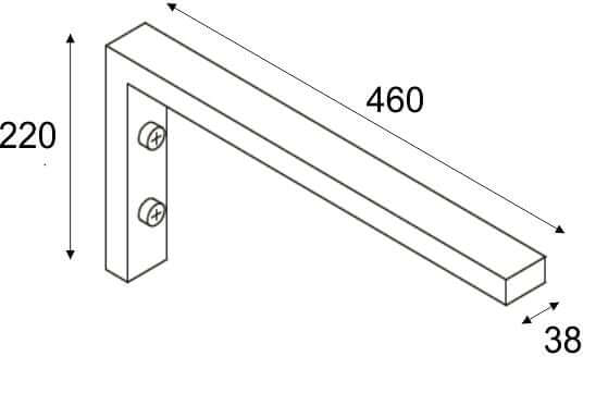 Ophangbeugel L-Form 460 x 220 mm Chrom