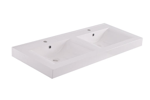 Tigris lavabo double avec 2 trous de robinet 120x46x8 cm marbre synthétique brillant blanc