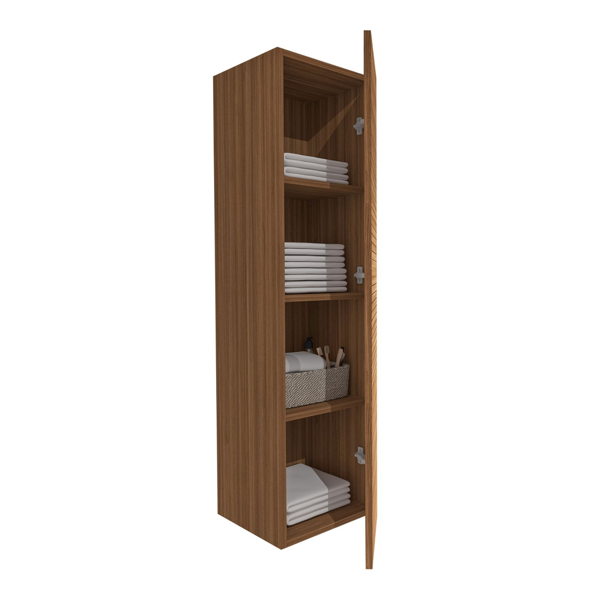 ALONI ELITE hoge badkamerkast – Horizontaal reliëf – Softclose