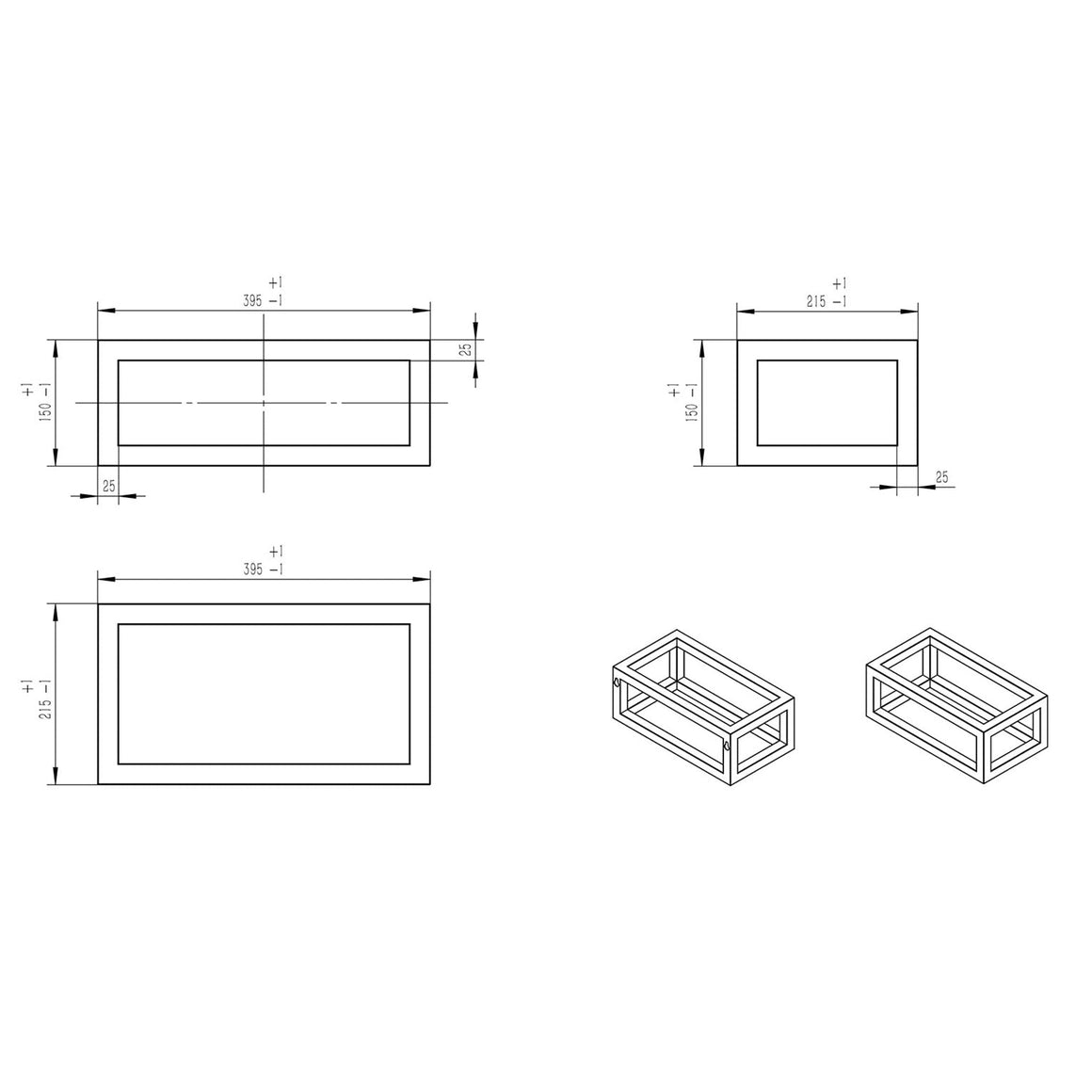 Wiesbaden Nick frame voor fontein Mat wit - technische tekening