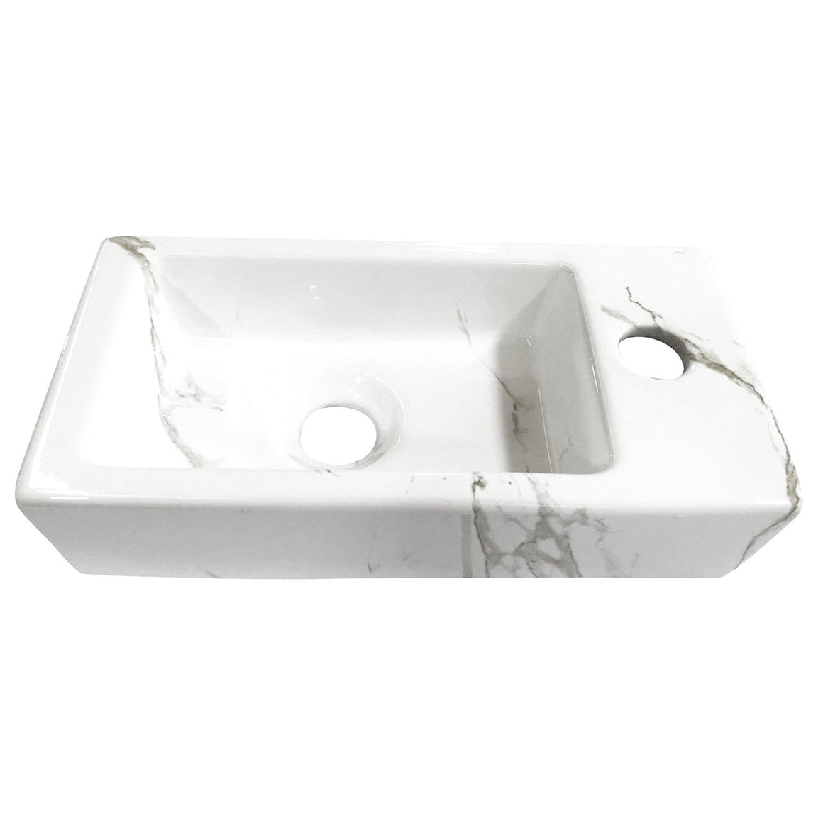 Wiesbaden Fonteinset Rhea S mini met fontein carrara, kraan, sifon en afvoerplug Rechts - productfoto