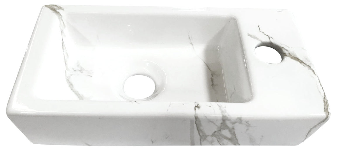 Wiesbaden Fonteinset Rhea S mini met fontein carrara, kraan, sifon en afvoerplug Rechts - productfoto