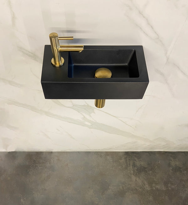 Wiesbaden Fonteinset Rhea S mini met fontein quartz, kraan, sifon en afvoerplug