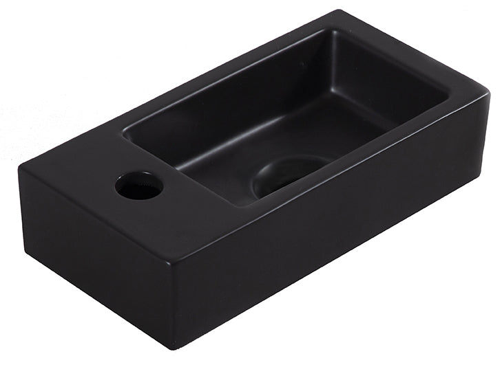 Wiesbaden Fonteinset Rhea S mini met fontein, kraan, sifon en afvoerplug Mat zwart / Links - productfoto