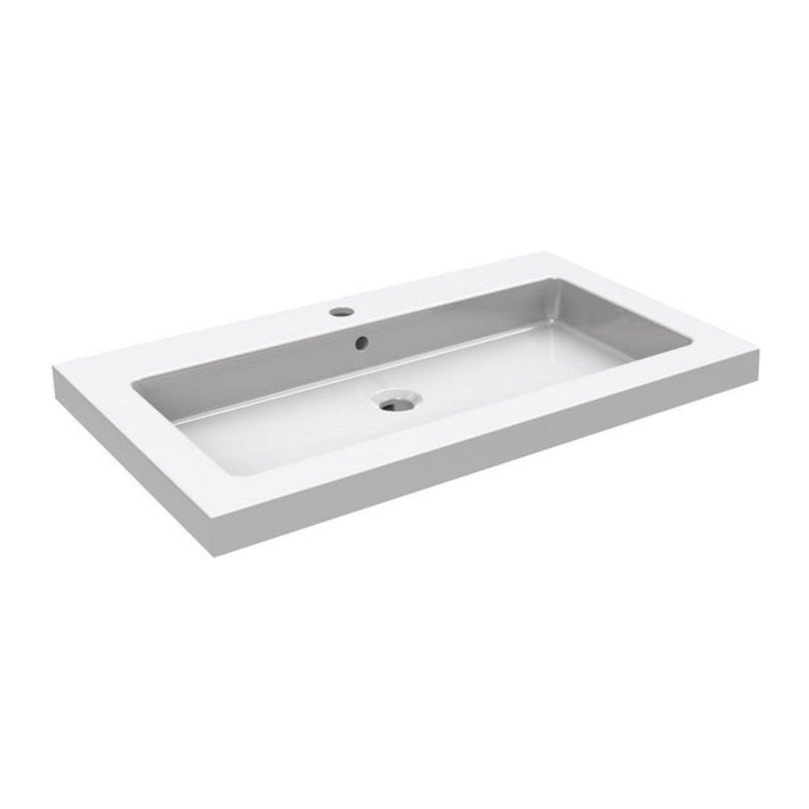 Kera wastafel enkel met 1 kraangat 60x46x5 cm keramiek glans wit