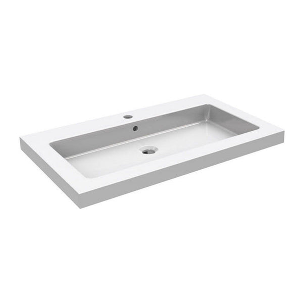 Wiesbaden Kera wastafel enkel met 1 kraangat 60×46×5 cm keramiek glans wit