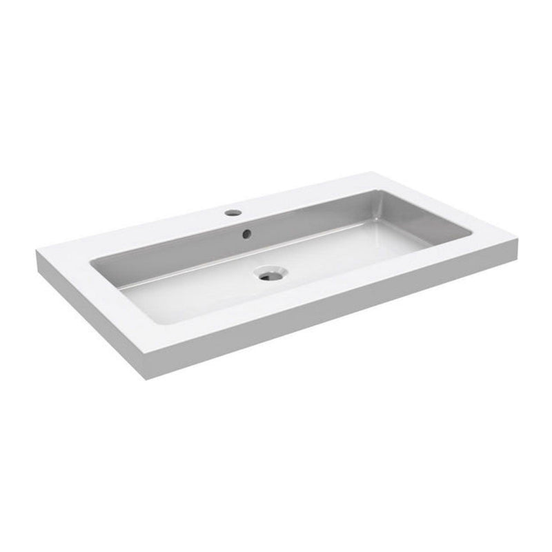 Kera wastafel enkel met 1 kraangat 60x46x5 cm keramiek glans wit