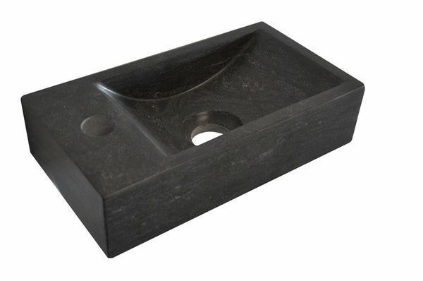 Fontaine brute gauche 36x18x9 cm pierre dure polie satinée