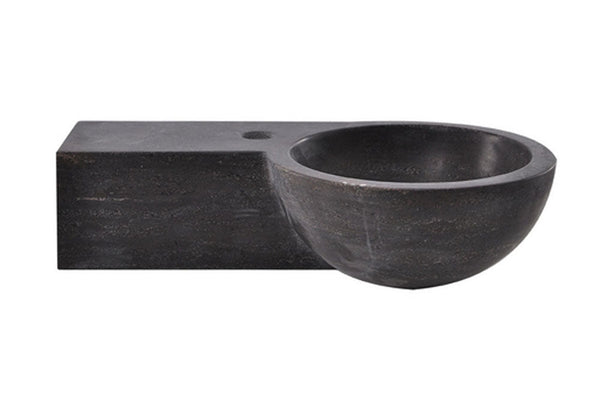 Fontaine brute gauche ronde 40x23x10 cm pierre dure polie