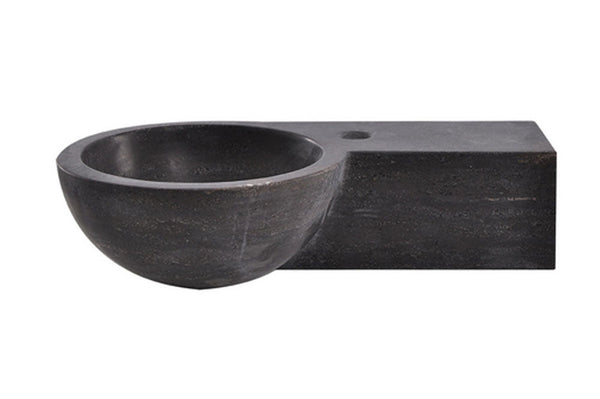 Fontaine brute droite ronde 40x23x10 cm pierre dure satinée