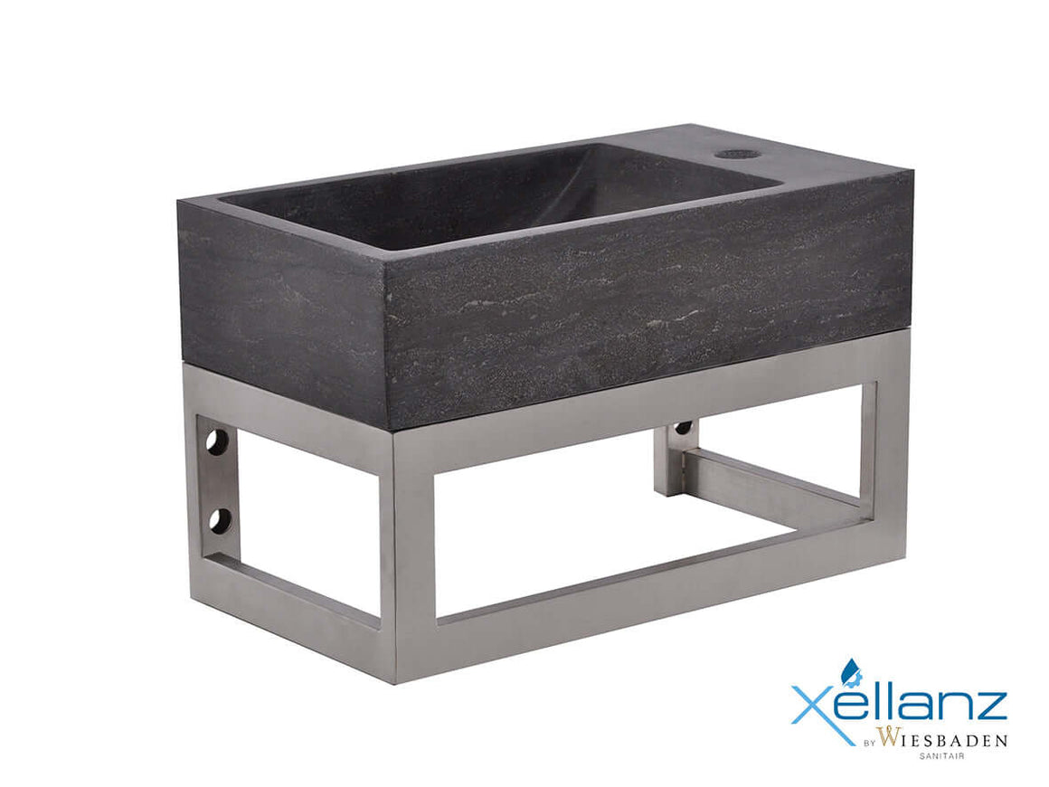 Xellanz Frame voor fontein 400×150×220 mm RVS - toepassingsfoto met fontein - fontein niet inbegrepen