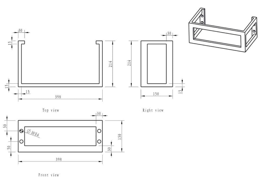 Frame voor fontein 400 x 150 x 220 mm RVS