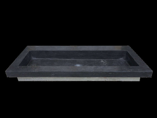 B-Stone Wastafel Wiesbaden 120X46X5 Cm Zonder Kraangaten in Bluestone Zwart